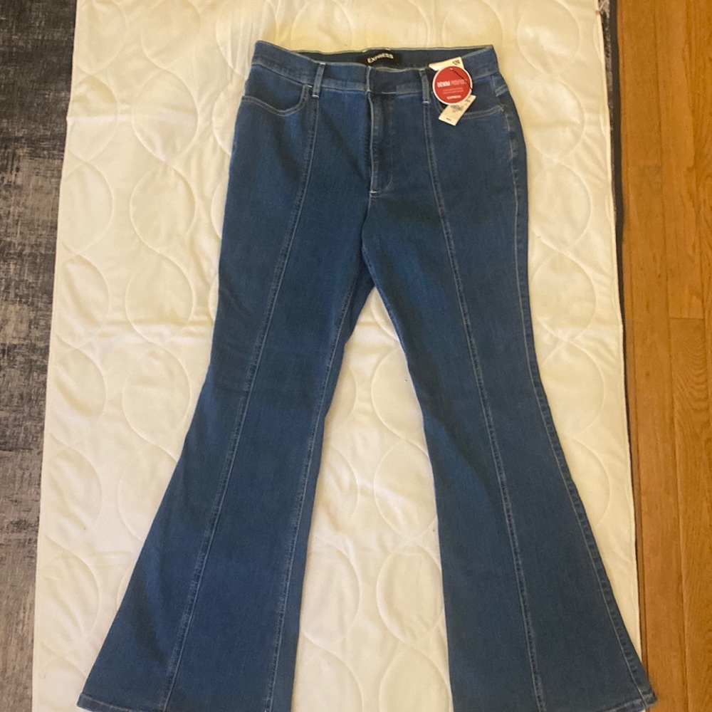 NWT Express Bell Flare High Rise stretch performance size 12